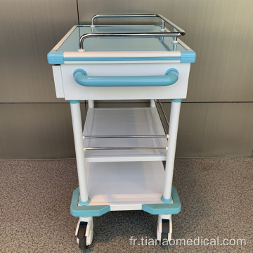 Chariot IV en acier à 2 tiroirs en marbre artificiel pour hôpital